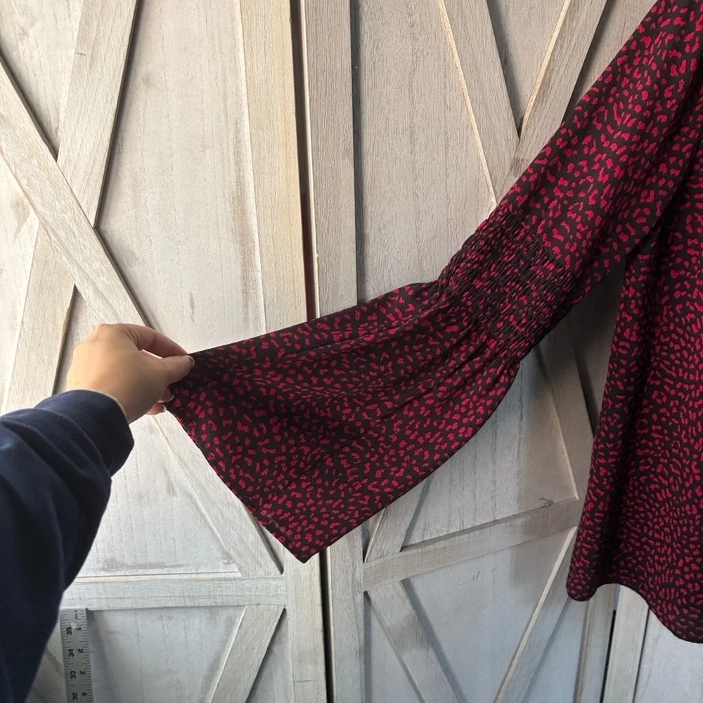 Michael Kors Black and Red Animal Print Blouse